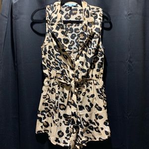 Leopard Collared Romper